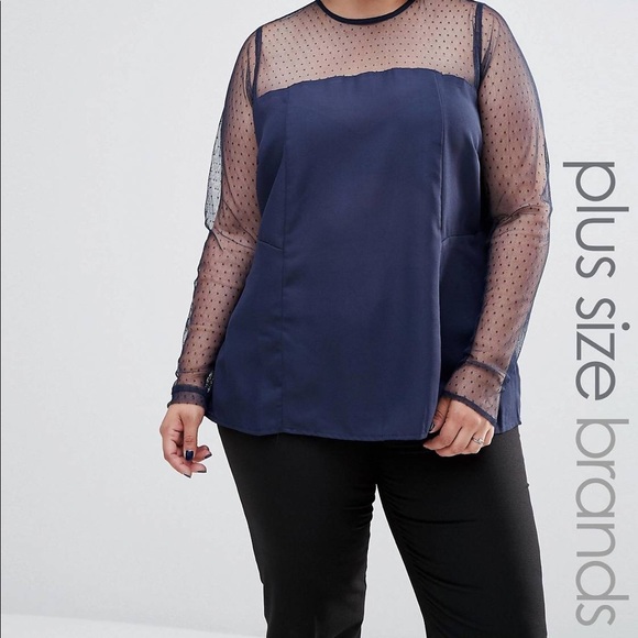 ASOS Junarose | Plus Top with Sheer Sleeves - Picture 1 of 9